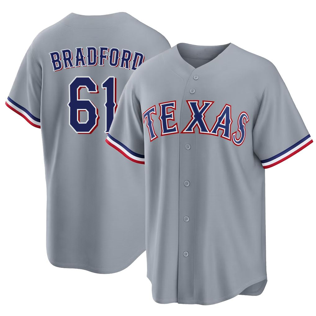 Texas #61 Bradford Player Baseball Short Sleeve gray Jersey Cody For Men Women Youth Gift
