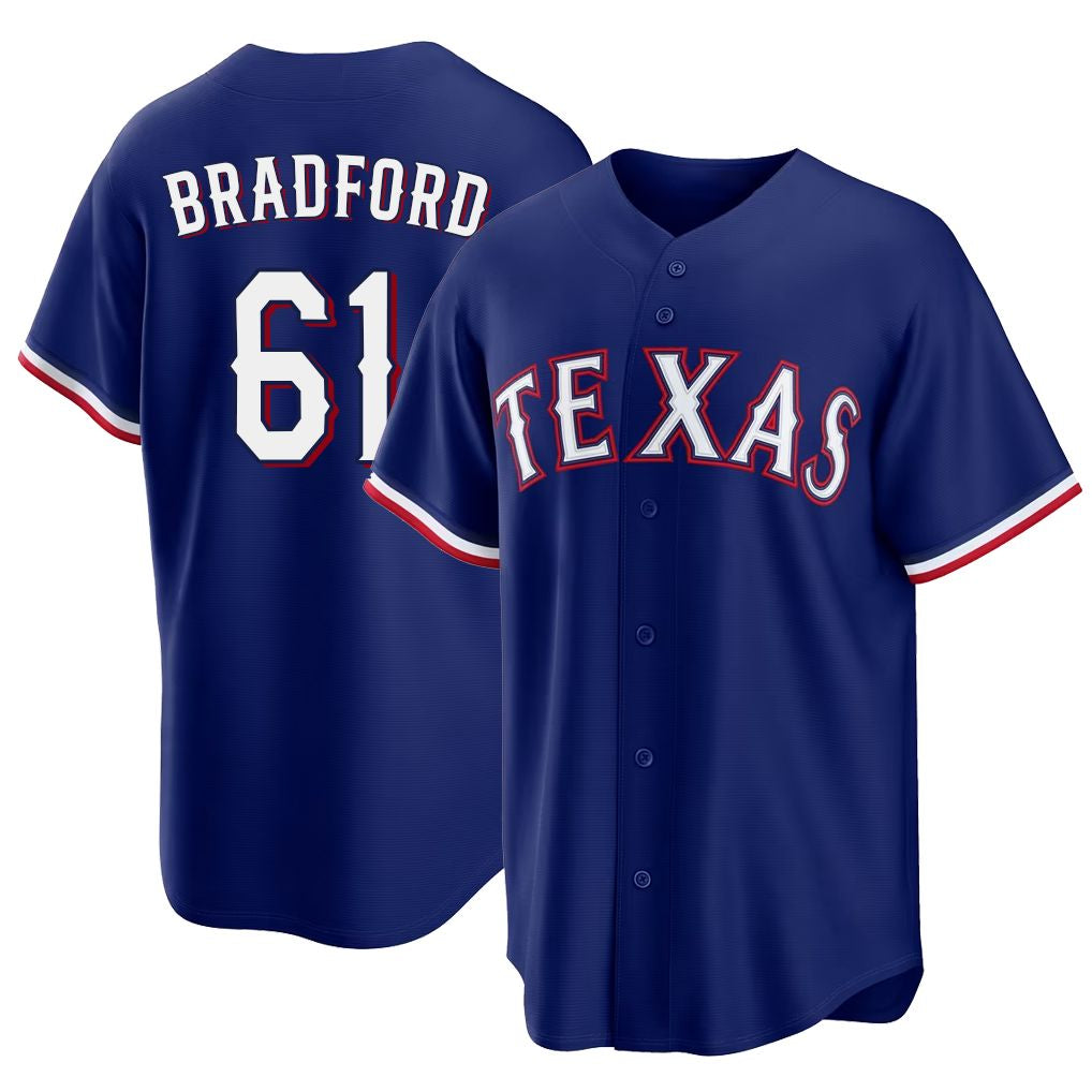 Texas #61 Bradford Player Baseball Short Sleeve royal Jersey Cody For Men Women Youth Gift