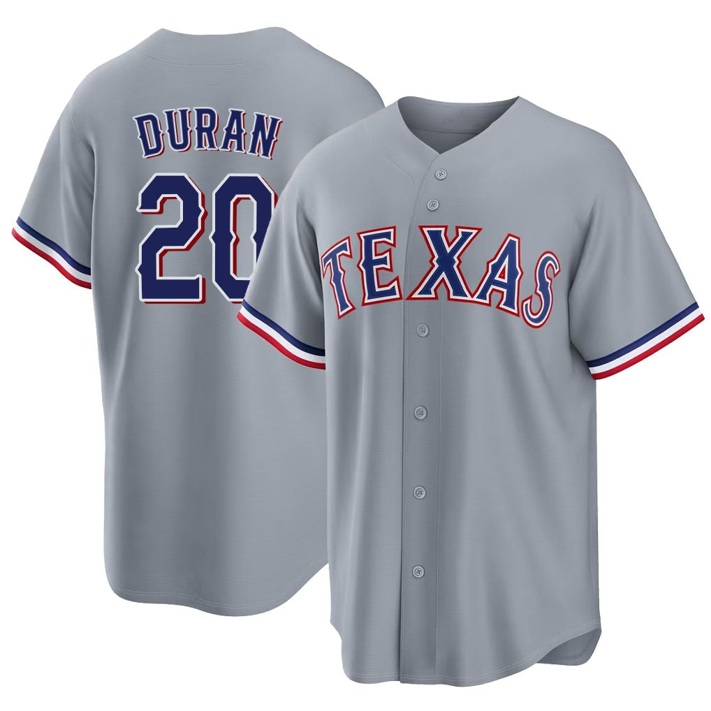 Texas #20 Duran Player Baseball Short Sleeve gray Jersey Ezequiel For Men Women Youth Gift