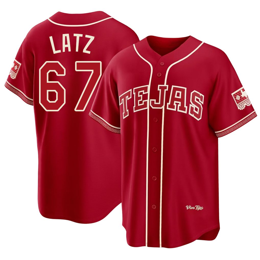 Texas #67 Latz Player Baseball Short Sleeve Red Jersey Jacob For Men Women Youth Gift