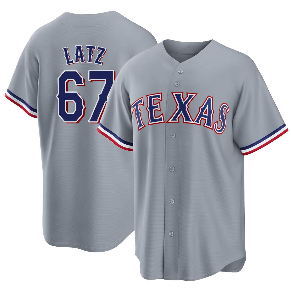 Texas #67 Latz Player Baseball Short Sleeve gray Jersey Jacob For Men Women Youth Gift