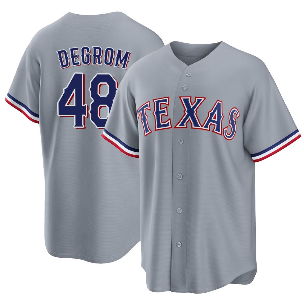 Texas #48 deGrom Player Baseball Short Sleeve gray Jersey Jacob For Men Women Youth Gift