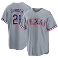 Texas #21 Burger Player Baseball Short Sleeve gray Jersey Jake For Men Women Youth Gift
