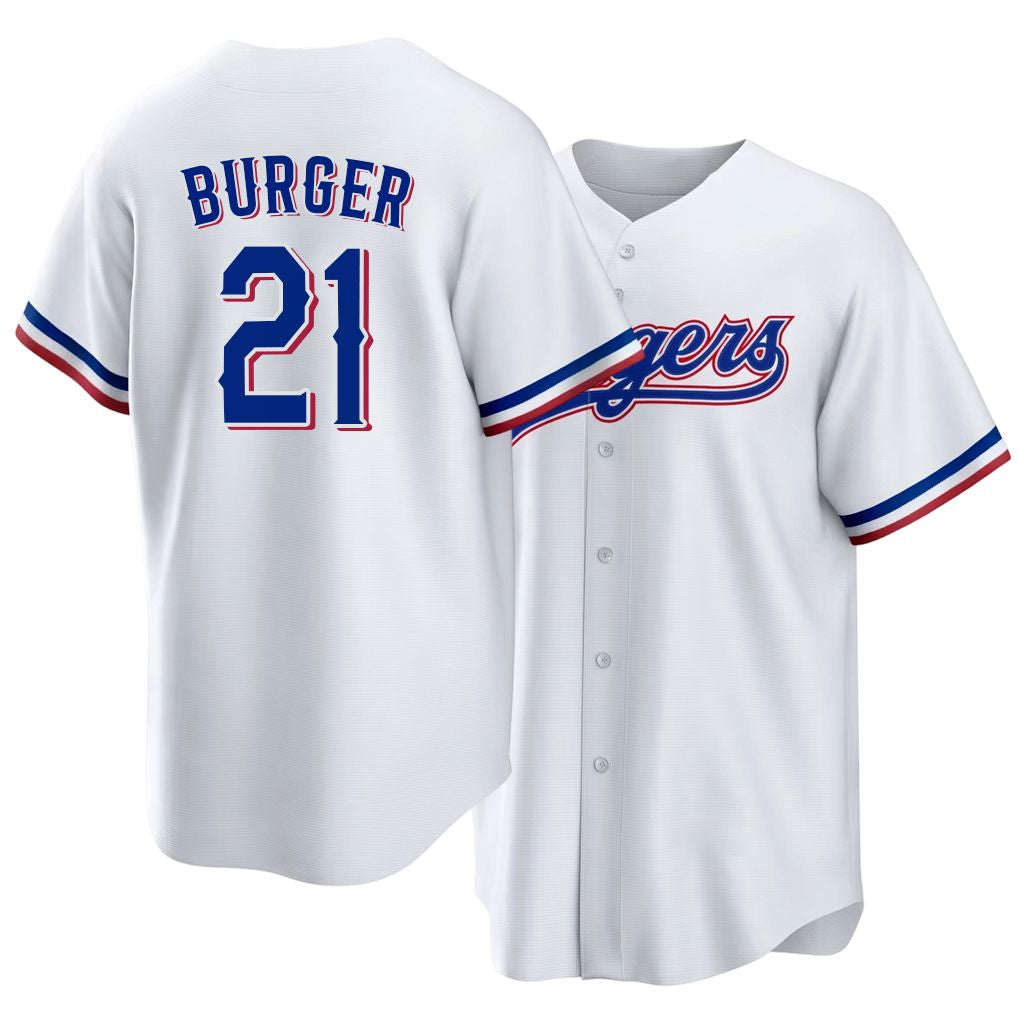 Texas #21 Burger Player Baseball Short Sleeve white Jersey Jake For Men Women Youth Gift