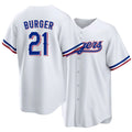 Texas #21 Burger Player Baseball Short Sleeve white Jersey Jake For Men Women Youth Gift