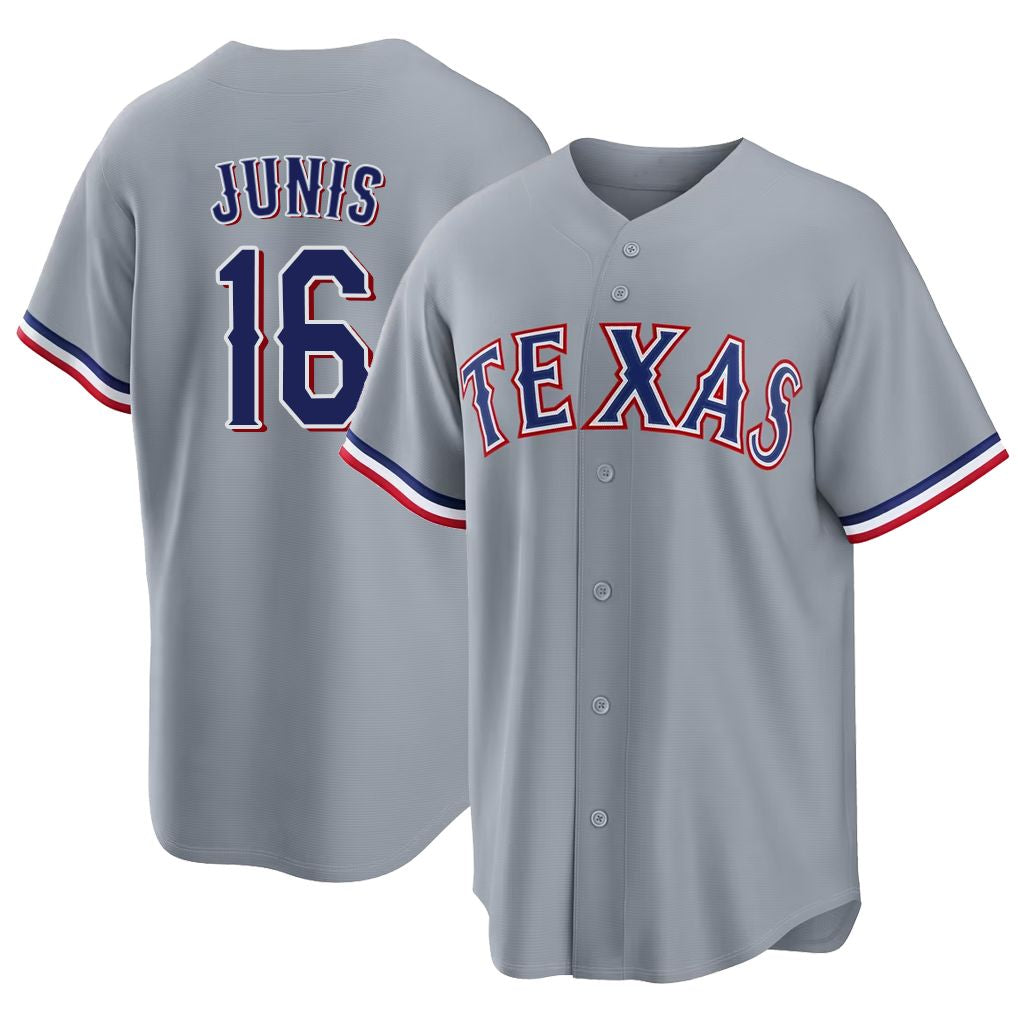 Texas #16 Junis Player Baseball Short Sleeve gray Jersey Jakob For Men Women Youth Gift