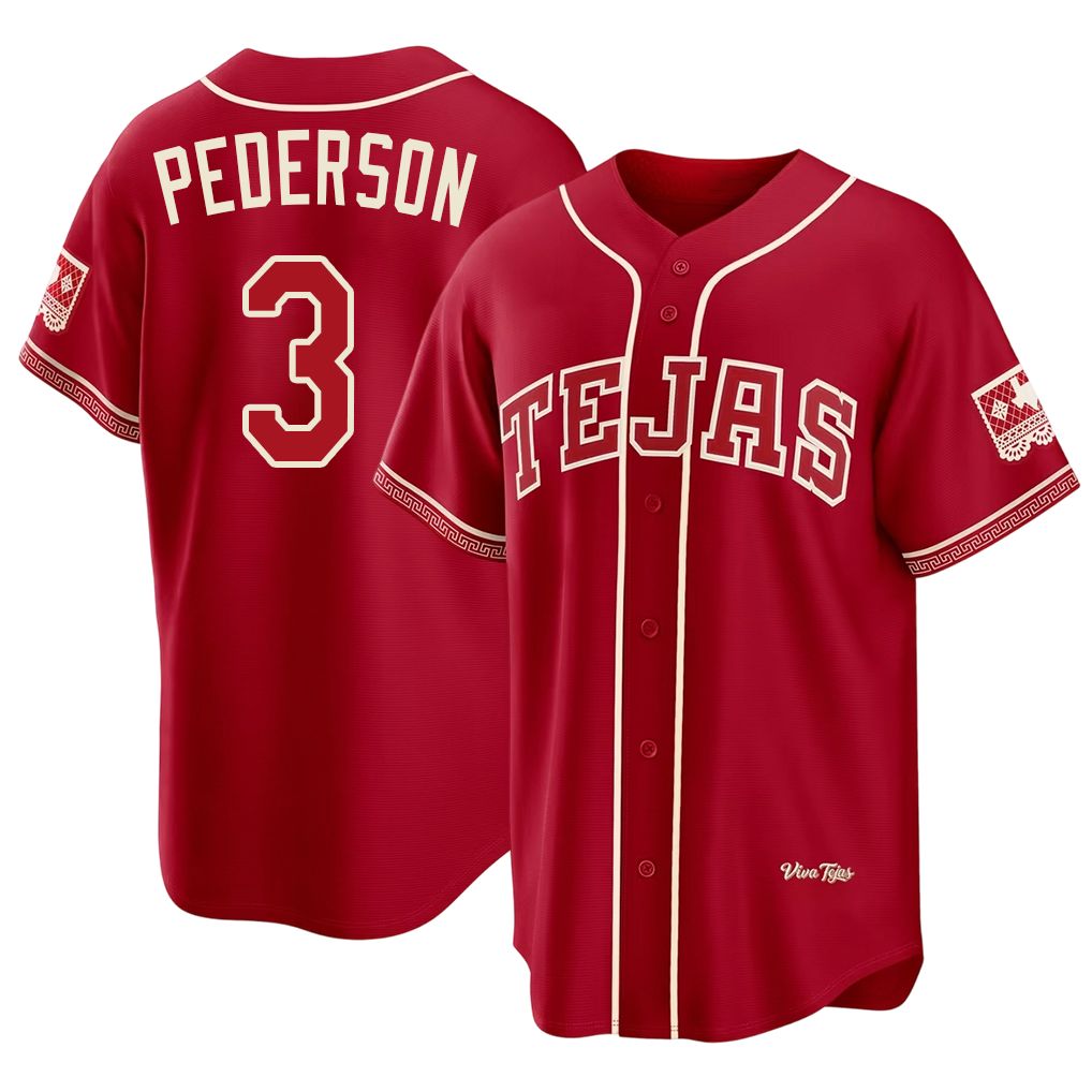 Texas #3 Pederson Player Baseball Short Sleeve Red Jersey Joc For Men Women Youth Gift