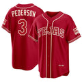 Texas #3 Pederson Player Baseball Short Sleeve Red Jersey Joc For Men Women Youth Gift
