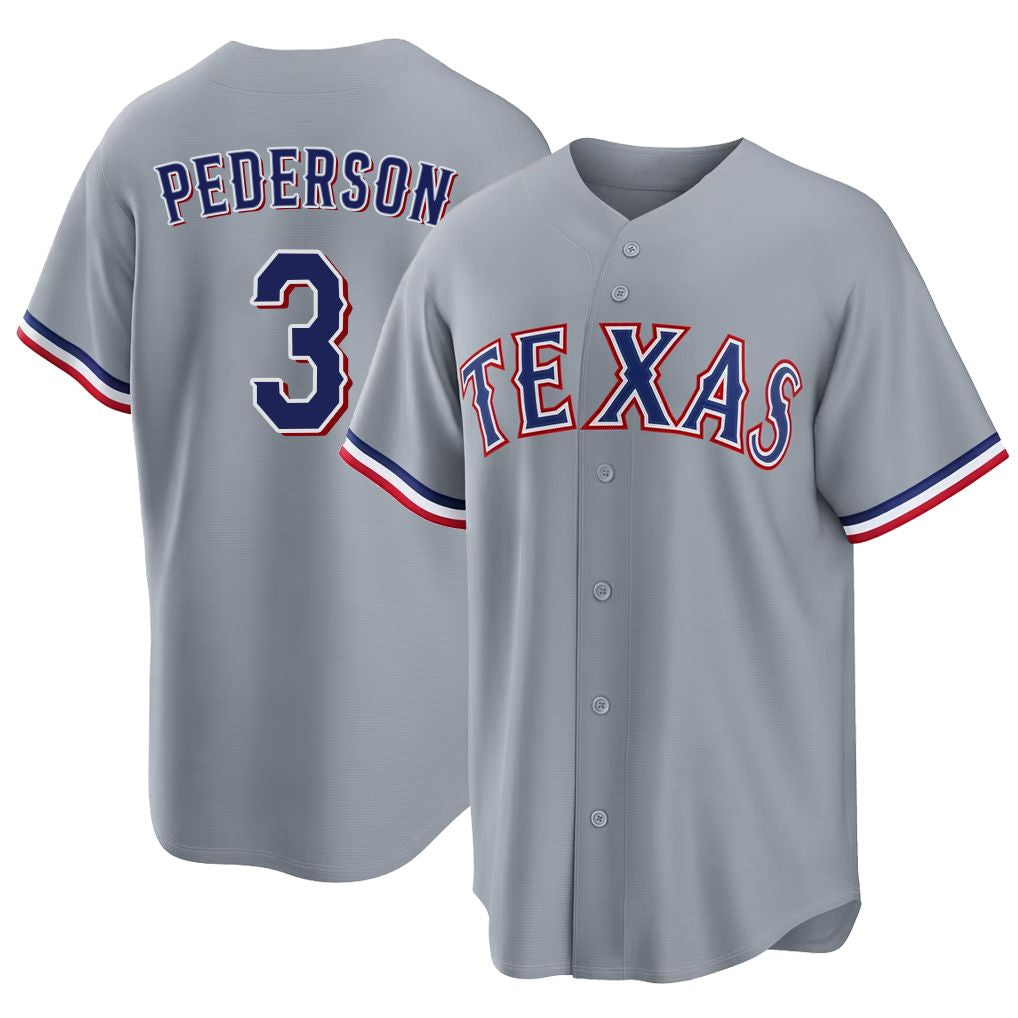 Texas #3 Pederson Player Baseball Short Sleeve gray Jersey Joc For Men Women Youth Gift