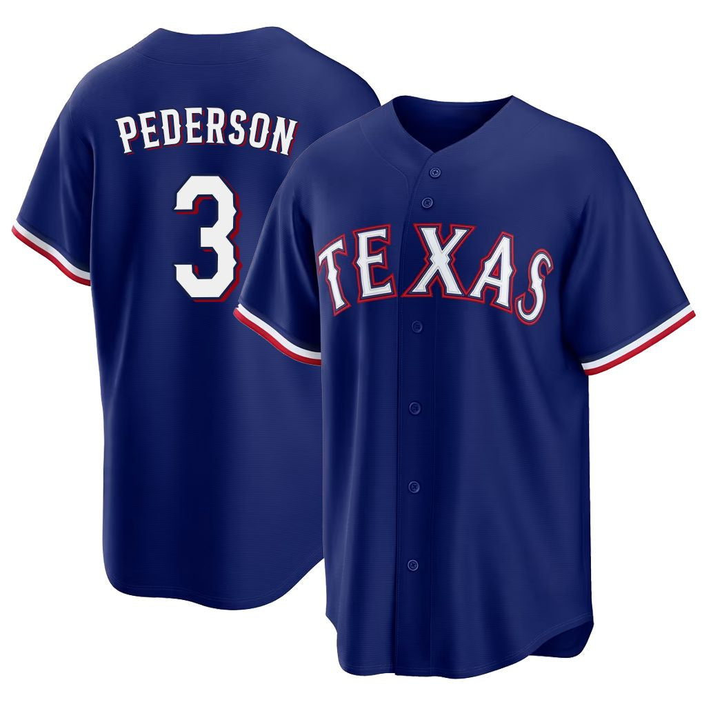 Texas #3 Pederson Player Baseball Short Sleeve royal Jersey Joc For Men Women Youth Gift