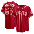 Texas #52 Montgomery Player Baseball Short Sleeve Red Jersey Jordan For Men Women Youth Gift