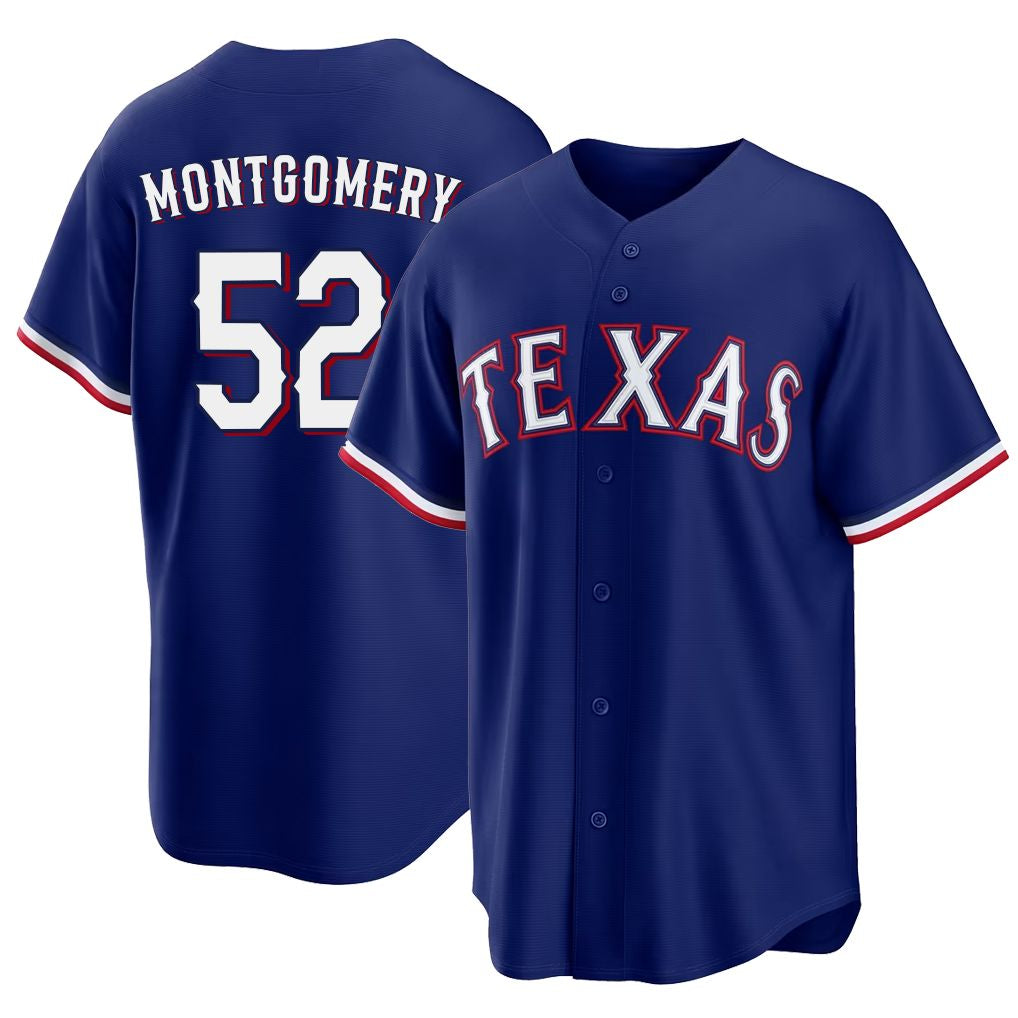 Texas #52 Montgomery Player Baseball Short Sleeve royal Jersey Jordan For Men Women Youth Gift
