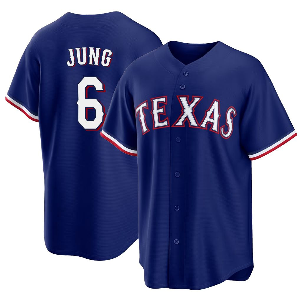 Texas #6 Jung Player Baseball Short Sleeve royal Jersey Josh For Men Women Youth Gift