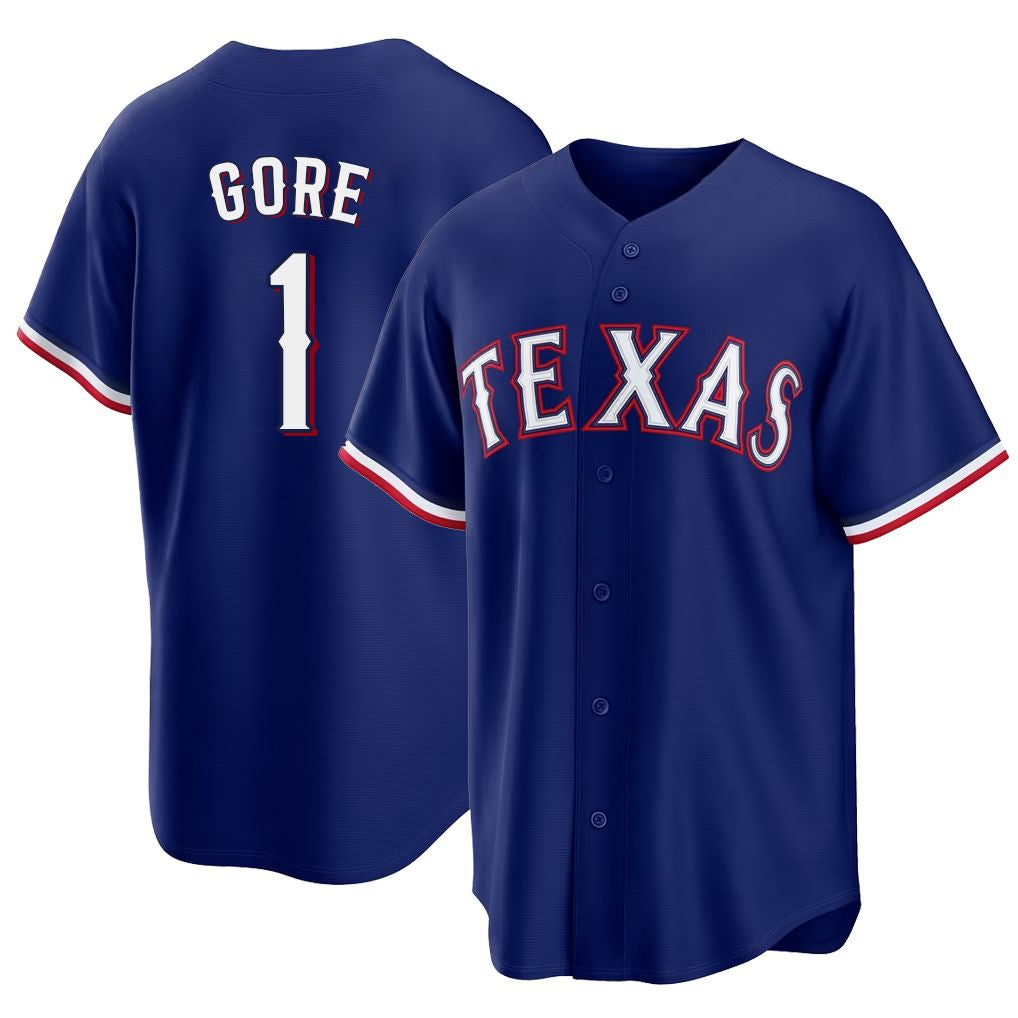 Texas #1 Gore Player Baseball Short Sleeve royal Jersey Mackenzie For Men Women Youth Gift