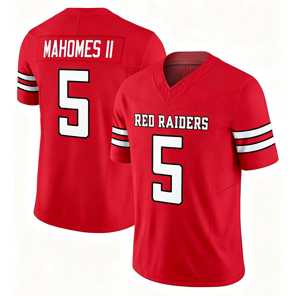 Texas Tech #5 Mahomes II Player College Football V Neck Short Sleeve Red Jersey Patrick For Men Youth Women