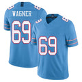 Tennessee #69 Wagner Player Football V Neck Short Sleeve Light Blue Jersey Aamil For Men Youth Women Gift