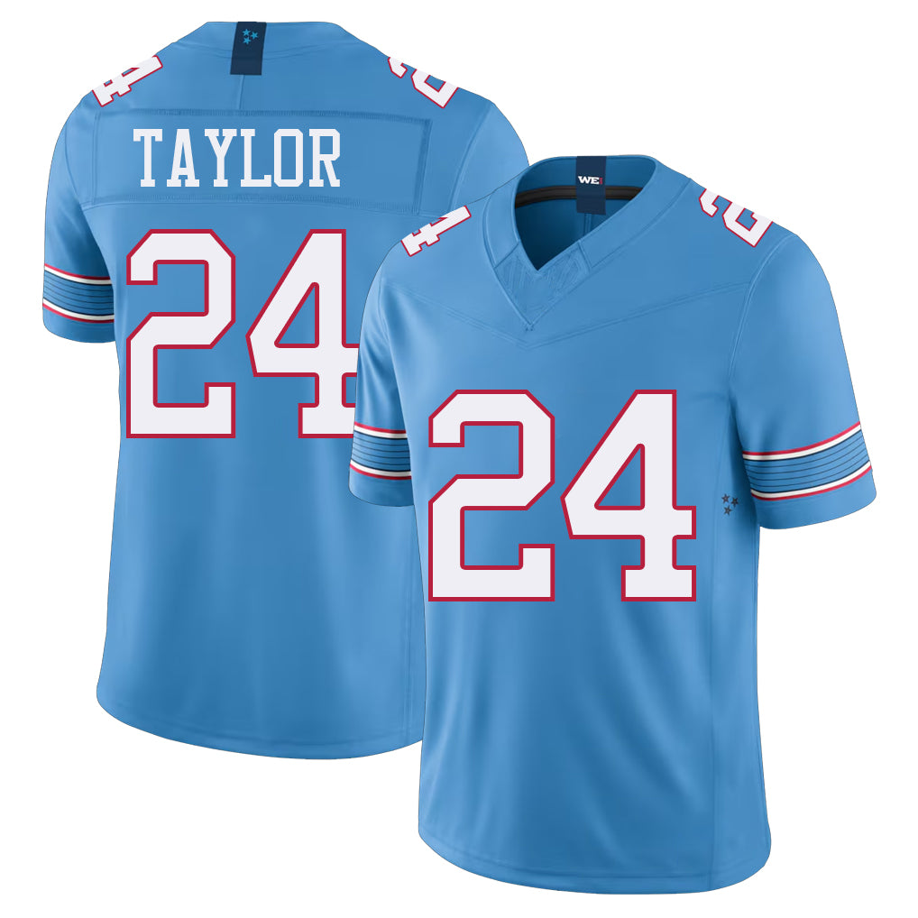 Tennessee #24 Taylor Player Football V Neck Short Sleeve Light Blue Jersey Alontae For Men Youth Women Gift