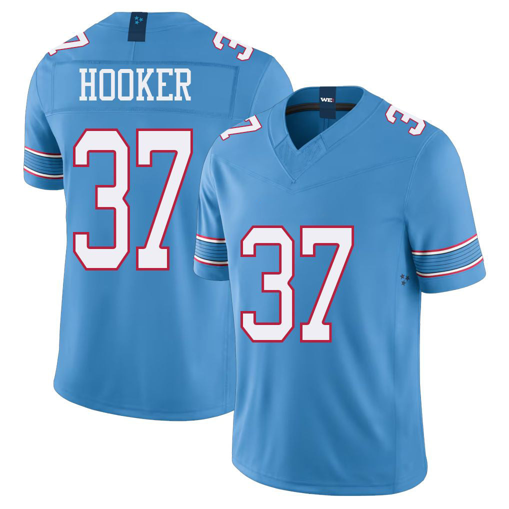 Tennessee #37 Hooker Player Football V Neck Short Sleeve Light Blue Jersey Amani For Men Youth Women Gift