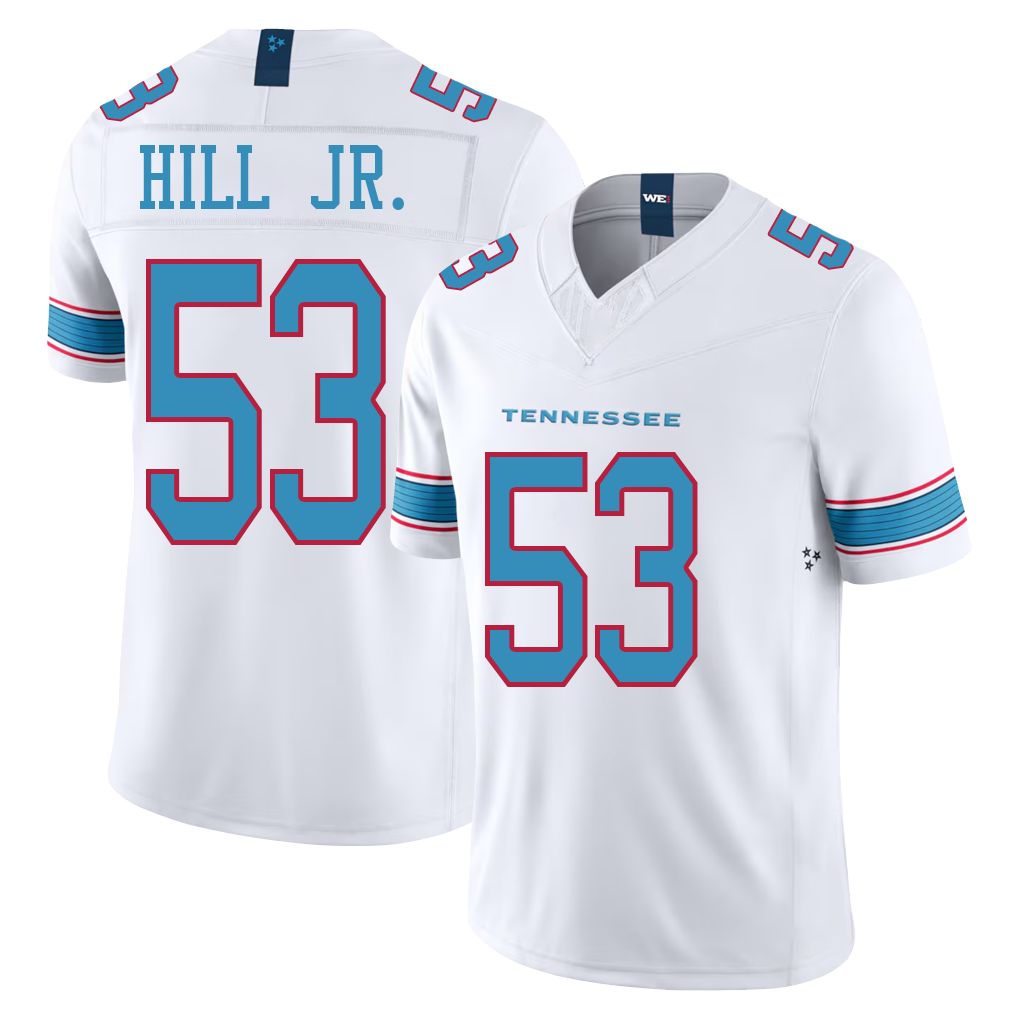 Tennessee #53 Hill Player Football V Neck Short Sleeve White Jersey Anthony For Men Youth Women Gift