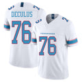 Tennessee #76 Deculus Player Football V Neck Short Sleeve White Jersey Austin For Men Youth Women Gift
