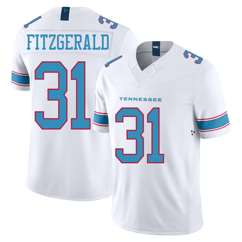 Tennessee #31 Fitzgerald Player Football V Neck Short Sleeve White Jersey Bishop For Men Youth Women Gift