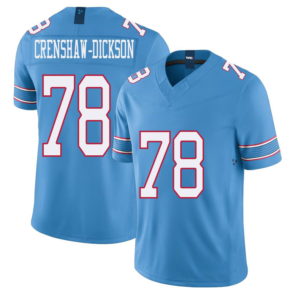 Tennessee #78 Crenshaw-Dickson Player Football V Neck Short Sleeve Light Blue Jersey Brandon For Men Youth Women Gift