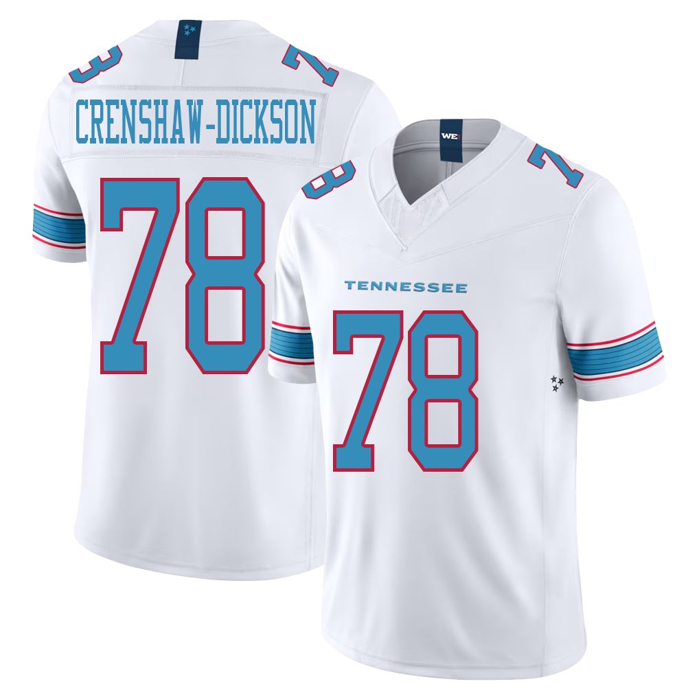 Tennessee #78 Crenshaw-Dickson Player Football V Neck Short Sleeve White Jersey Brandon For Men Youth Women Gift