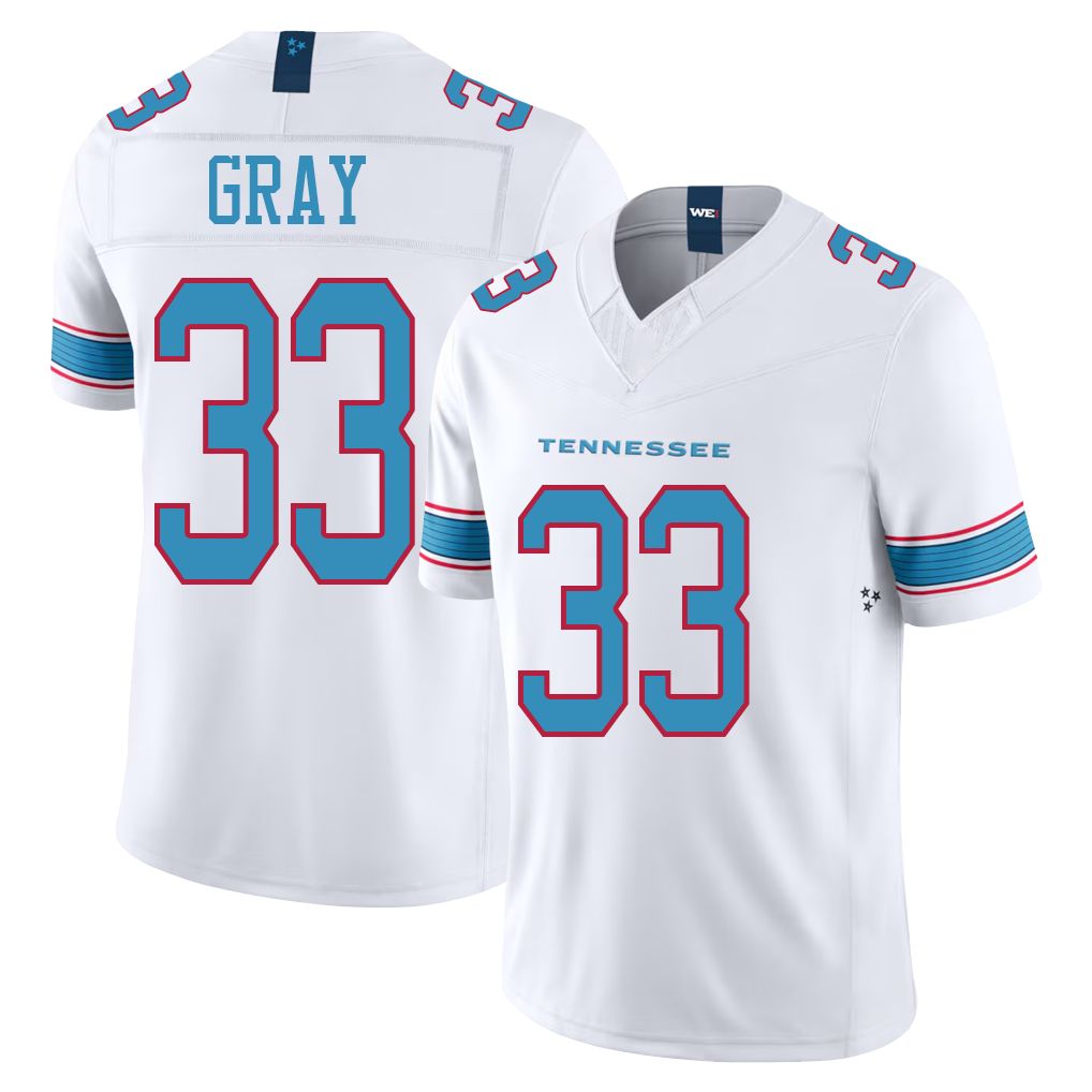 Tennessee #33 Gray Player Football V Neck Short Sleeve White Jersey Cedric For Men Youth Women Gift