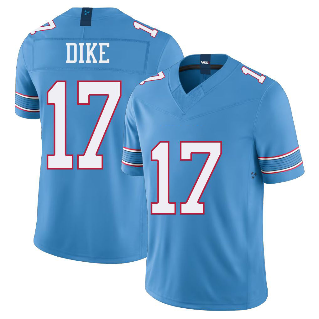 Tennessee #17 Dike Player Football V Neck Short Sleeve Light Blue Jersey Chimere For Men Youth Women Gift