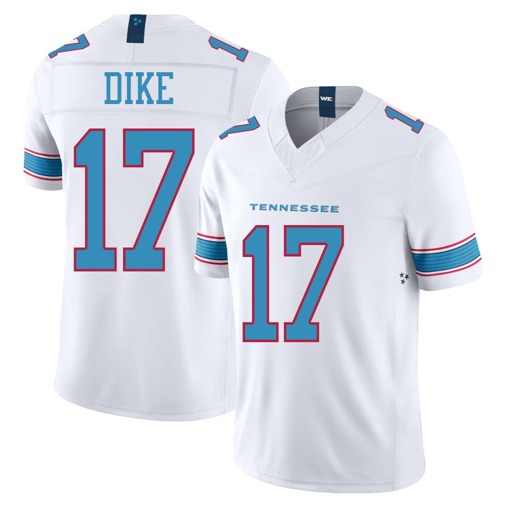 Tennessee #17 Dike Player Football V Neck Short Sleeve White Jersey Chimere For Men Youth Women Gift