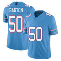 Tennessee #50 Barton Player Football V Neck Short Sleeve Light Blue Jersey Cody For Men Youth Women Gift
