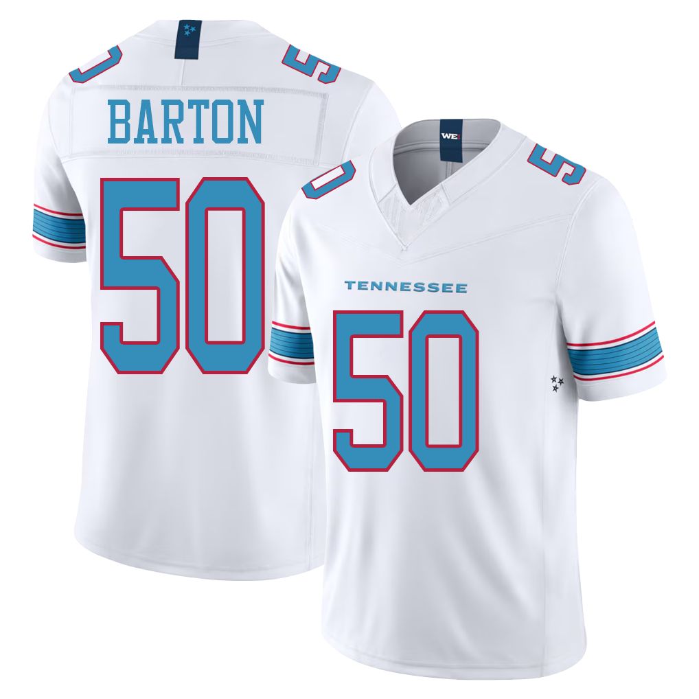 Tennessee #50 Barton Player Football V Neck Short Sleeve White Jersey Cody For Men Youth Women Gift