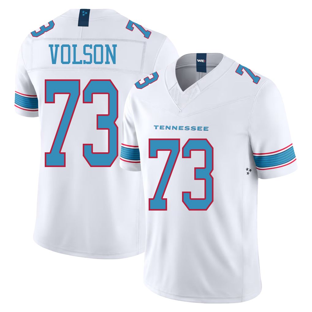 Tennessee #73 Volson Player Football V Neck Short Sleeve White Jersey Cordell For Men Youth Women Gift