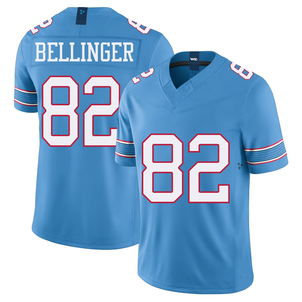Tennessee #82 Bellinger Player Football V Neck Short Sleeve Light Blue Jersey Daniel For Men Youth Women Gift