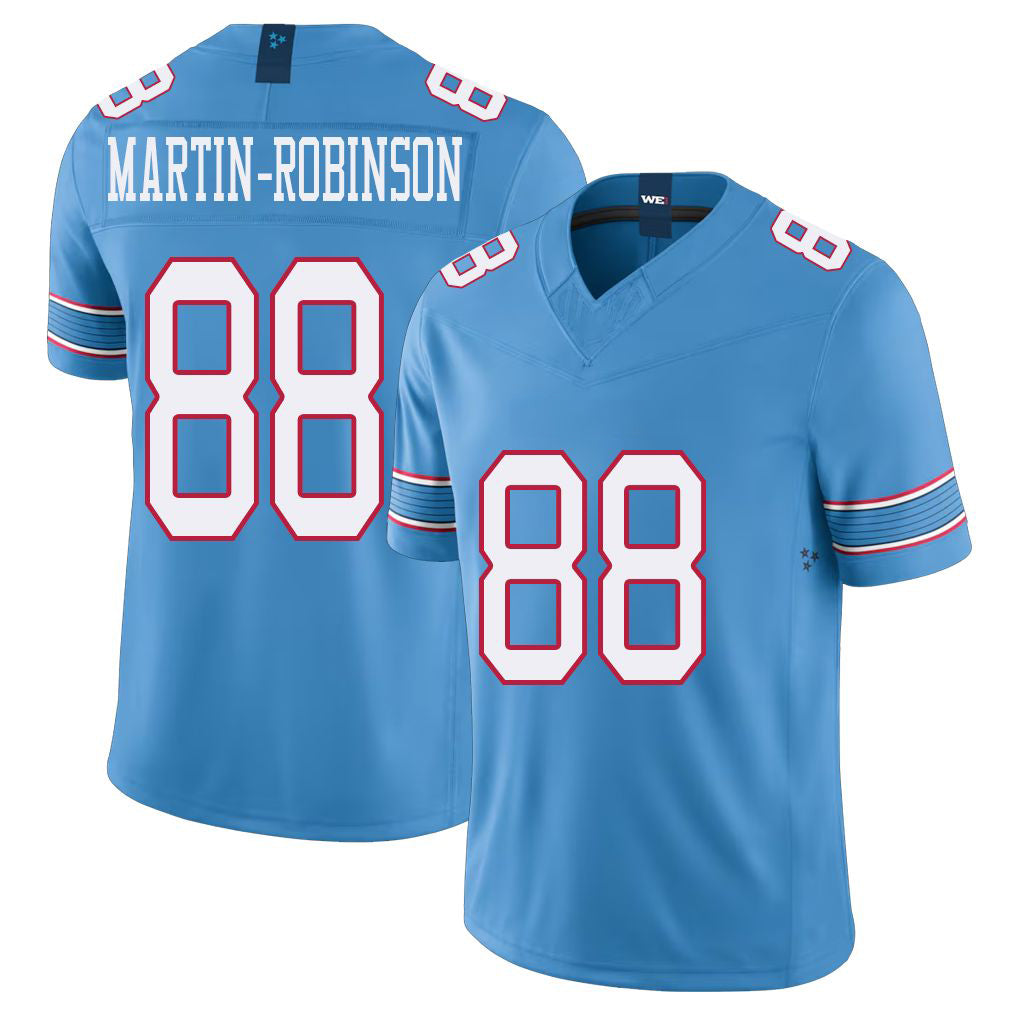 Tennessee #88 Martin-Robinson Player Football V Neck Short Sleeve Light Blue Jersey David For Men Youth Women Gift