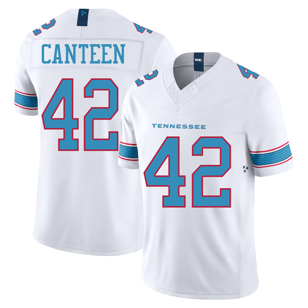 Tennessee #42 Canteen Player Football V Neck Short Sleeve White Jersey Derrick For Men Youth Women Gift