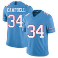 Tennessee #34 Campbell Player Football V Neck Short Sleeve Light Blue Jersey Earl For Men Youth Women Gift