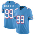 Tennessee #99 Brown IV Player Football V Neck Short Sleeve Light Blue Jersey Earnest For Men Youth Women Gift
