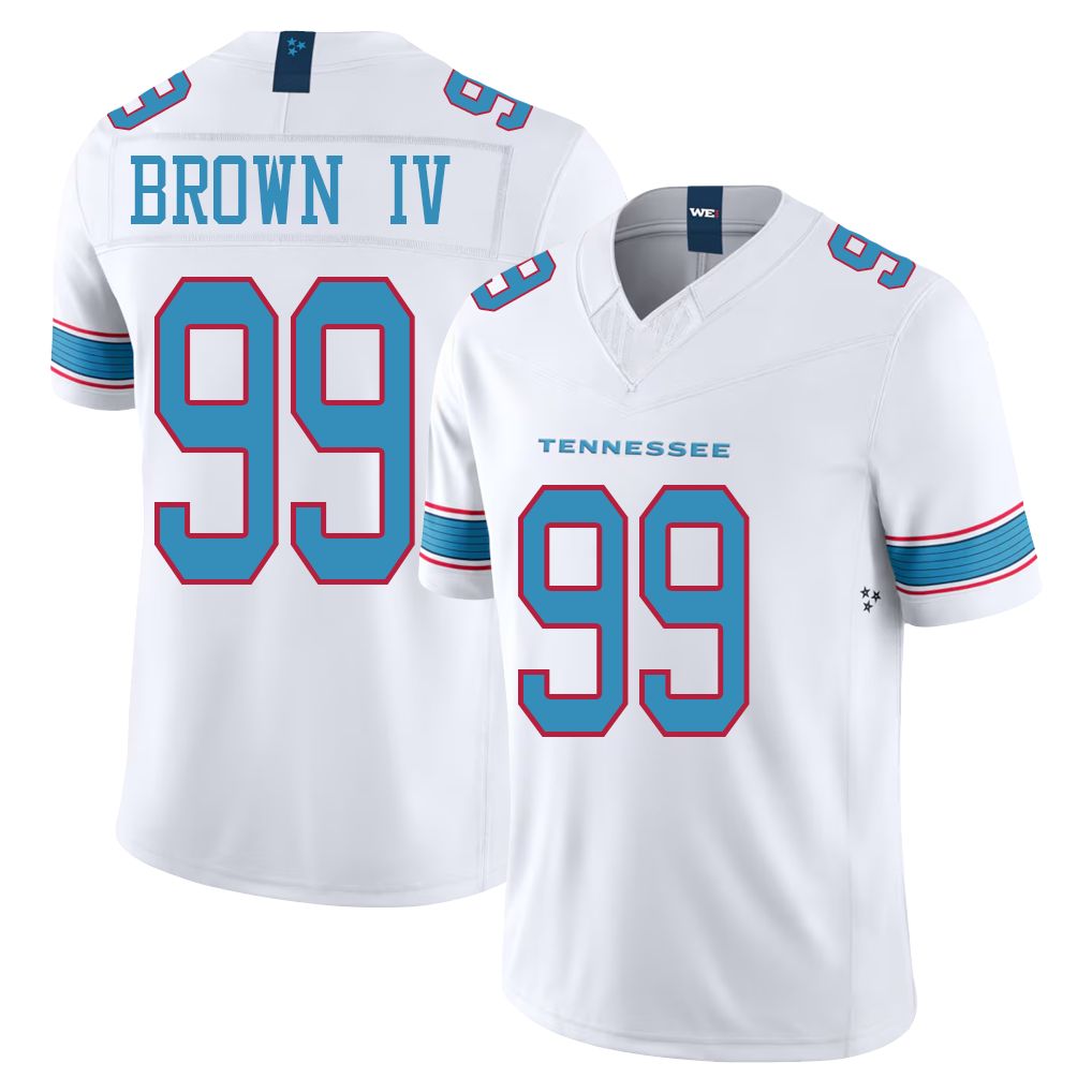 Tennessee #99 Brown IV Player Football V Neck Short Sleeve White Jersey Earnest For Men Youth Women Gift