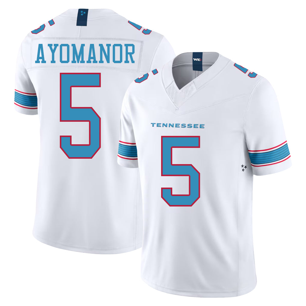 Tennessee #5 Ayomanor Player Football V Neck Short Sleeve White Jersey Elic For Men Youth Women Gift