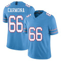 Tennessee #66 Carmona Player Football V Neck Short Sleeve Light Blue Jersey Fernando For Men Youth Women Gift
