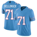 Tennessee #71 Dellinger Player Football V Neck Short Sleeve Light Blue Jersey Garrett For Men Youth Women Gift