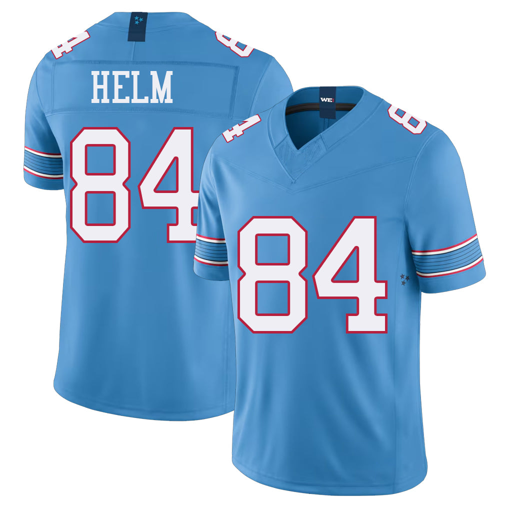 Tennessee #84 Helm Player Football V Neck Short Sleeve Light Blue Jersey Gunnar For Men Youth Women Gift