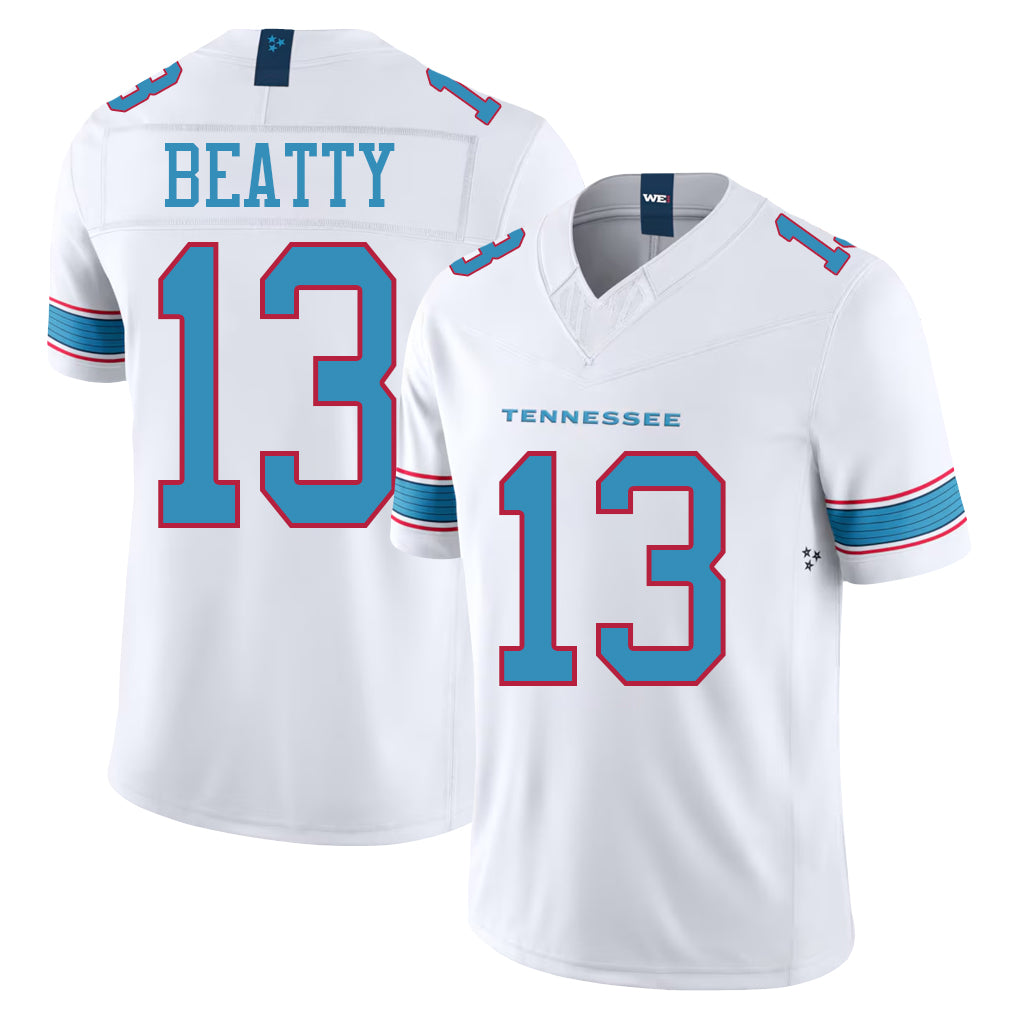 Tennessee #13 Beatty Player Football V Neck Short Sleeve White Jersey Hank For Men Youth Women Gift