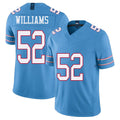 Tennessee #52 Williams Player Football V Neck Short Sleeve Light Blue Jersey James For Men Youth Women Gift