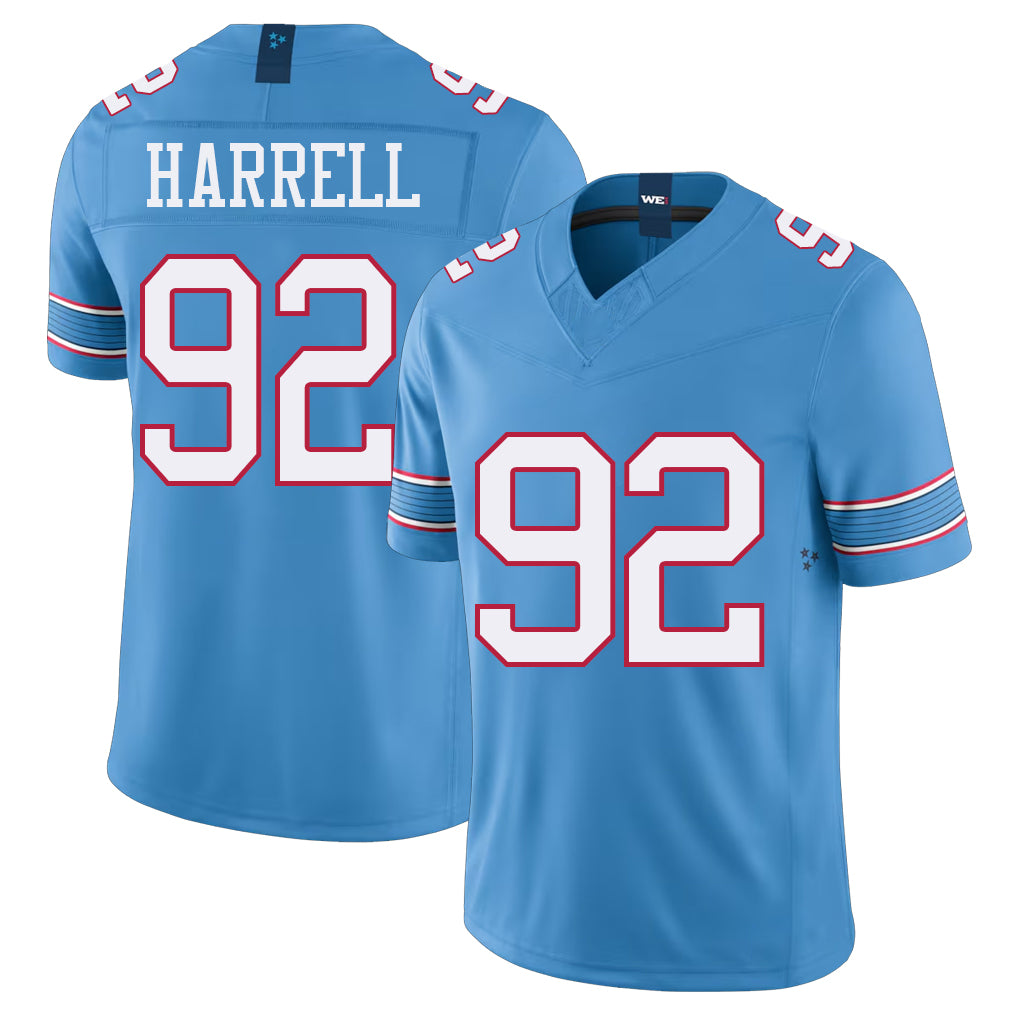 Tennessee #92 Harrell Player Football V Neck Short Sleeve Light Blue Jersey Jaylen For Men Youth Women Gift