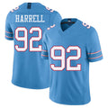 Tennessee #92 Harrell Player Football V Neck Short Sleeve Light Blue Jersey Jaylen For Men Youth Women Gift