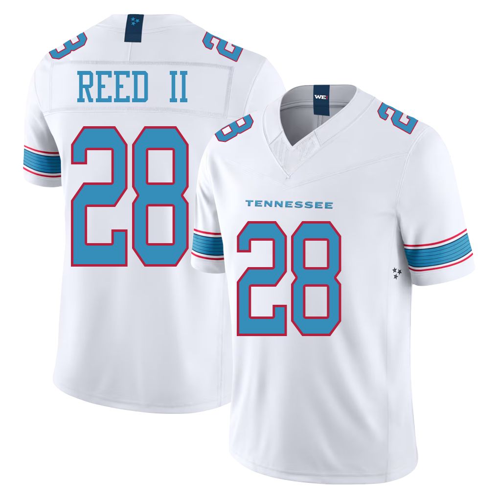 Tennessee #28 Reed II Player Football V Neck Short Sleeve White Jersey Jerrick For Men Youth Women Gift