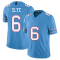 Tennessee #6 Slye Player Football V Neck Short Sleeve Light Blue Jersey Joey For Men Youth Women Gift