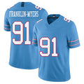 Tennessee #91 Franklin-Myers Player Football V Neck Short Sleeve Light Blue Jersey John For Men Youth Women Gift